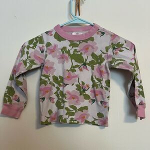 Hanna Andersson Pink and Green Floral Long Sleeve PJ Top